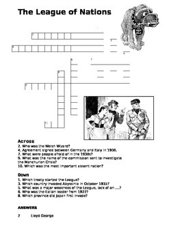League of Nations Crossword by Steven #39 s Social Studies TPT