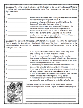 League of Nations: Reading Comprehension Passage and Assessment by Mark ...