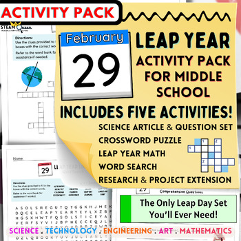 Preview of Leap Day! 5 Engaging Activities for Middle School Science Math Reading Leap Year