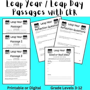 Preview of Leap Day 2024 Activities CER Middle School (Printable or Digital)