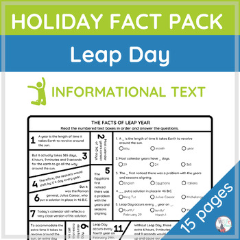 Leap Day Fun Fact Pack {Informational Text Writing Prompts Crossword}