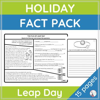 Preview of Leap Day Fact Pack - Reading Passages, Writing Prompts, Extension Activities