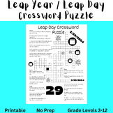 Leap Day (Leap Year) 2024 Activity Crossword Puzzle - Printable