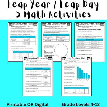 Preview of Leap Day (Leap Year) 2024 Math Activity (Algebra and Data) Digital or Printable