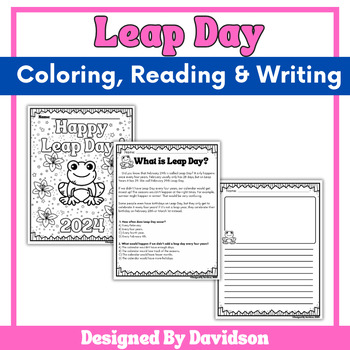 Preview of Leap Day/ Leap Year Coloring + Reading + Writing
