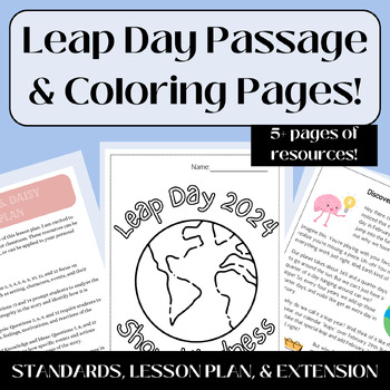 Preview of Leap Day - Leap Year Passage and Coloring Pages - No Prep Activity