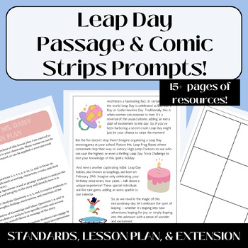 Preview of Leap Day -Leap Year Passage and Comic Strips With Prompts-Middle School Jr. High