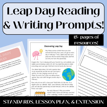 Preview of Leap Day - Leap Year Passage and Writing Prompts and Drawing - No Prep Activity