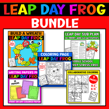 Preview of Leap Day Year 2024 Science Sub Plan+Writing Papers PNG+ Build Paper Craft Wreath