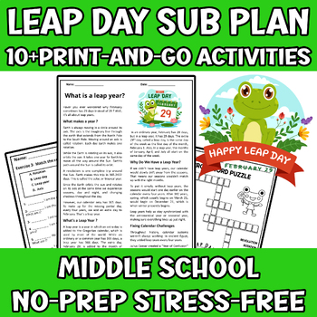 Preview of Leap Day Year 2024 Science Sub Plan or Independent Work Middle School 5th  6th 7