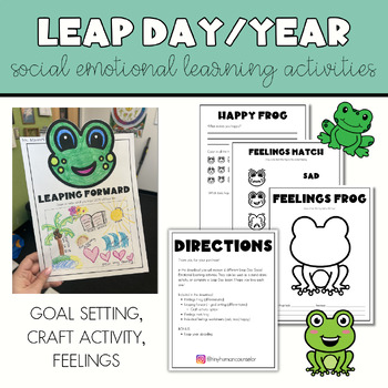 Preview of Leap Day/Year Social Emotional Learning (SEL) - goal setting, feelings, crafts!