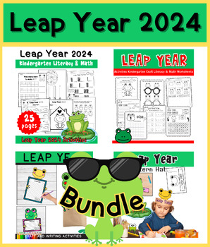 Preview of Leap Year 2024 Activities Bundle  Literacy & Math CRAFT and Writing