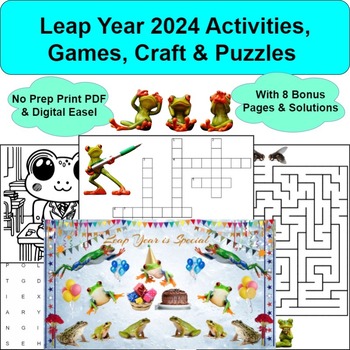 Preview of Leap Year 2024 Activities, Games, Puzzles & Craft-No Prep Print & Easel Leap Day