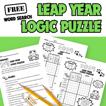 Preview of Leap Year 2024 Activities Logic Puzzles, FREE Word Search Multiples of Four