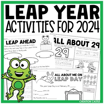 Preview of Leap Year 2024 Activities with Literacy and Math Worksheets for Leap Day
