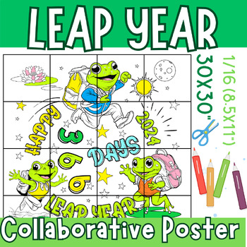 Preview of Leap Year 2024: Celebrate with a funny Collaborative coloring Leap Day Poster