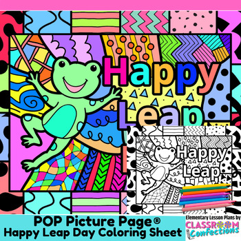 Preview of Leap Year 2024 Coloring Page Happy Leap Day Pop Art Coloring Activity Sheet