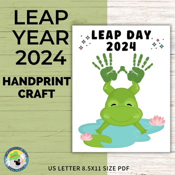 Preview of Leap Year 2024 Handprint Craft, Leap Day Frog Handprint Toddler Preschool Craft