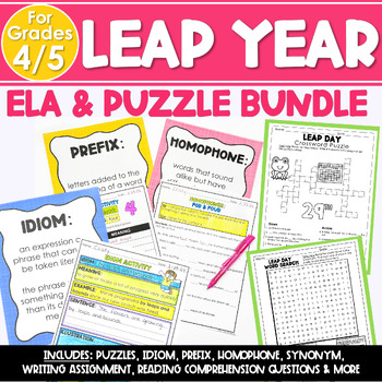 Preview of Leap Year 2024 & Leap Day 2024 - ELA Leap Year & Puzzle Activities Bundle