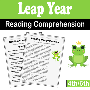 Preview of Leap Year 2024 Reading Comprehension: Engaging Leap Day Activity for 4th/6th