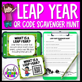 Preview of Leap Year 2024 Scavenger Hunt with Trivia | Leap Day QR Code Activities
