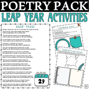 Preview of Leap Year Activities Poetry Analysis Worksheet Leap Day 2024 4th 5th 6th Grade