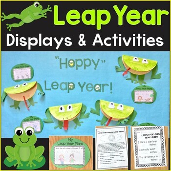 Preview of Leap Year 2024 Bulletin Board, Craft, Math Activities Leap Day Writing Prompt