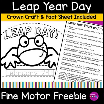 Preview of Happy Leap Year Day 2024-Free No Prep Crown Craft Coloring Activity & Fact Sheet