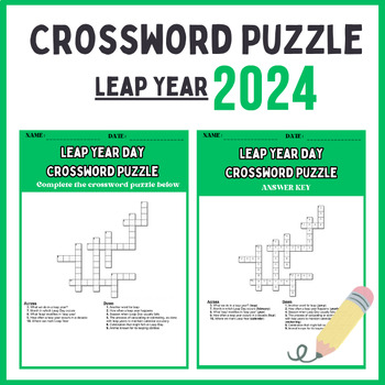 Preview of Leap Year Day Crossword Puzzle | Fun Vocabulary | Leap Year Activity