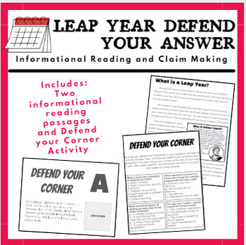 Preview of Leap Year Defend your Corner Reading