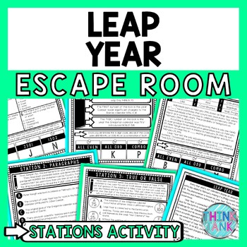 Preview of Leap Year Escape Room Stations - Reading Comprehension Activity - February 29