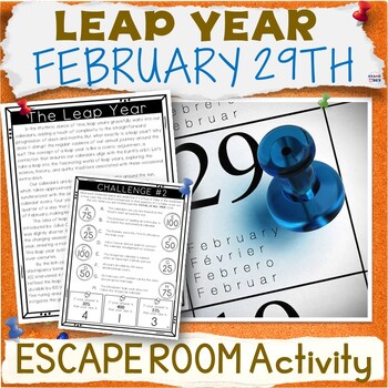Preview of Leap Year February 29th Escape Room - Leap Day Reading Comprehension Passages