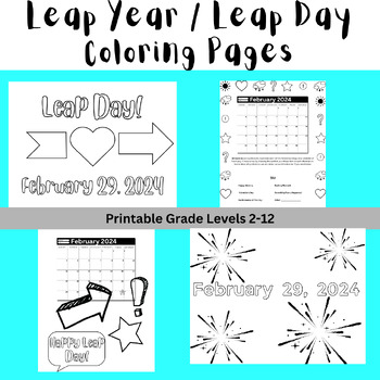 Preview of Leap Year (Leap Day) 2024 Activities - Coloring Page and SEL - Printable
