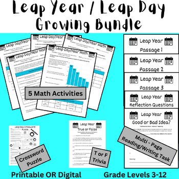 Preview of Leap Year (Leap Day) 2024 Bundle - Math, Reading, Writing, and Trivia