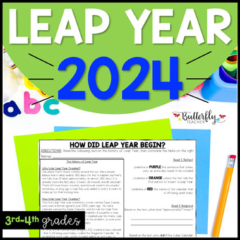 Preview of Leap Year 2024 Activities Leap Year Reading Passages Leap Day Math & Writing