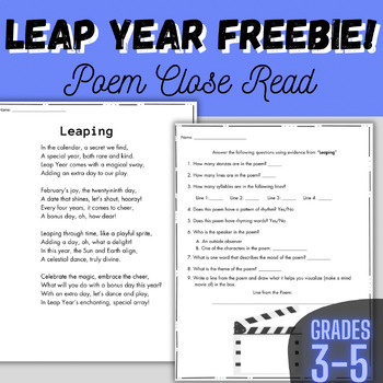 Preview of Leap Year Poem February Close Read