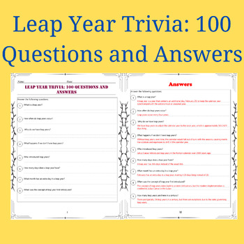 Preview of Leap Year Trivia: 100 Questions and Answers