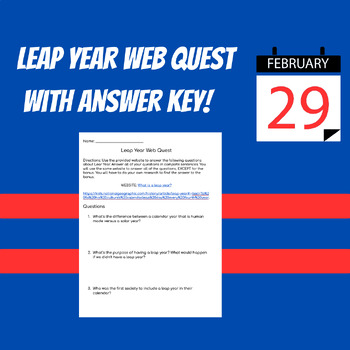 Preview of Leap Year Web Quest for Middle School