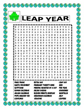 Preview of Leap Year- Word Search, Double Puzzle & Fun  Facts