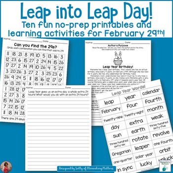 Preview of Leap Year Literacy & Math Worksheets, Activities, and Printables  Grades 2 & 3