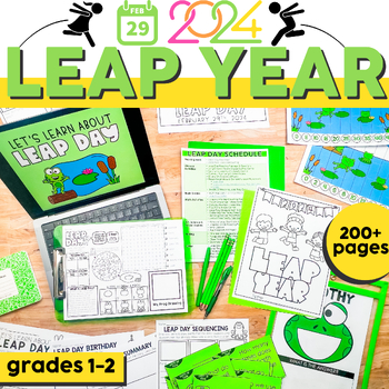 Preview of Leap Year 2024 & Leap Day - Math & Reading Activities - with Passage & Craft