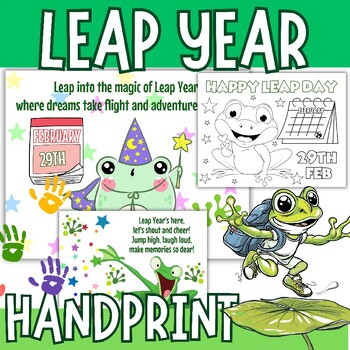 Preview of Leap day 2024  Handprint Craft , Keepsake, Leap year Activities Coloring page