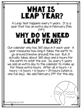 Leap Day and Leap Year Printable Activities by Just Reed | TpT