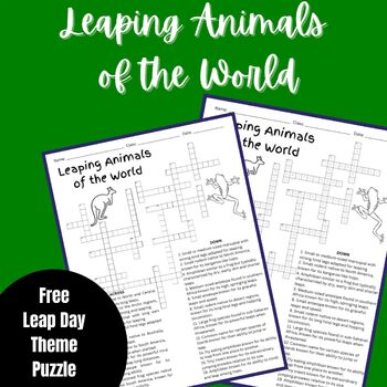 Preview of Leaping Animals of the World | Leap Year Crossword Puzzle | Leap Day Agriculture