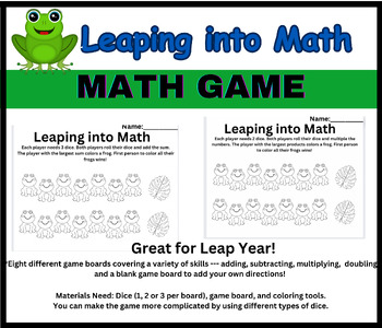 Preview of Leaping into Math Dice Partner Game | Leap Year