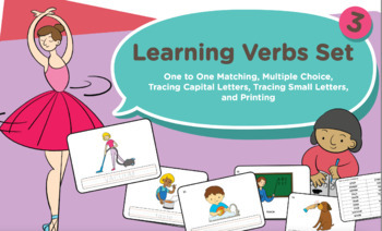 Preview of Learn 32 Verbs: Bundle 3 : Matching,Multiple Choice, Tracing, Printing