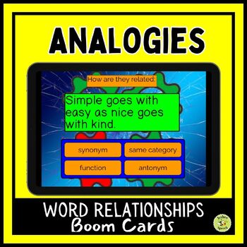 Preview of Analogies Teach Word Relationships Boom Cards
