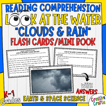 Preview of Learn About Clouds & Rain K-1st Earth Science Reading Comprehension Task Cards