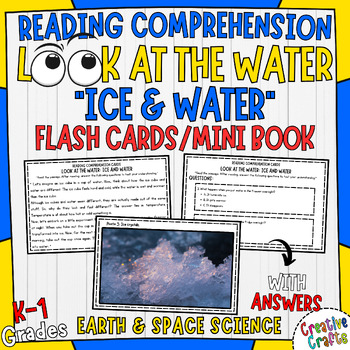 Preview of Learn About Ice and Water K-1st Earth Science Reading Comprehension Task cards