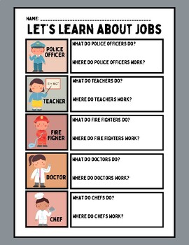 Preview of Learn About Jobs - Free PDF Worksheet